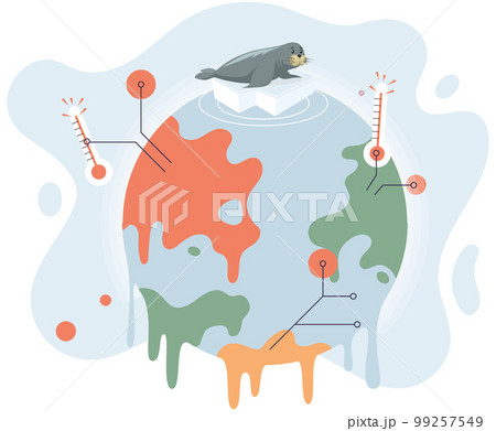 Global warming climate changes concept. environmental disaster threat to nature and animals 99257549