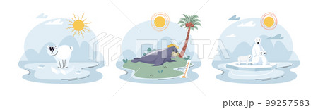 Climate change concept. Global warming metaphor. Temperature rising animal extinction. Environment Day 99257583