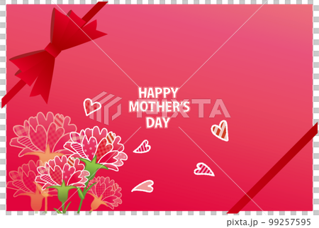 カーネーションの花 パターン柄生地風 グリーティングカード 母の日 99257595