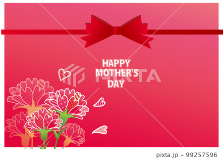 カーネーションの花 パターン柄生地風 グリーティングカード 母の日 99257596