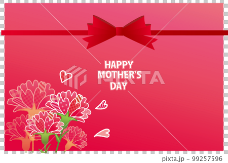 カーネーションの花 パターン柄生地風 グリーティングカード 母の日 99257596