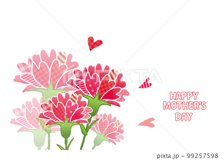 カーネーションの花 パターン柄生地風 グリーティングカード 母の日 99257598