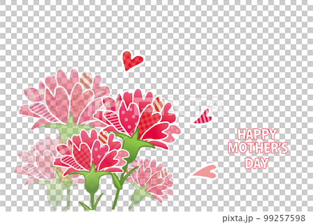 カーネーションの花 パターン柄生地風 グリーティングカード 母の日 99257598