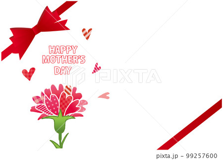 カーネーションの花 パターン柄生地風 グリーティングカード 母の日 99257600