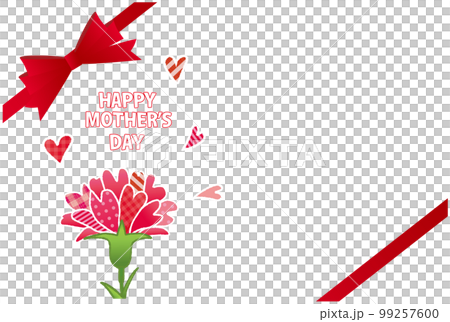 カーネーションの花 パターン柄生地風 グリーティングカード 母の日 99257600
