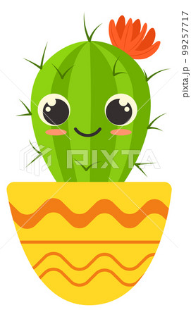 Smiling cacti. Cute cartoon succulent. Kawaii houseplant 99257717