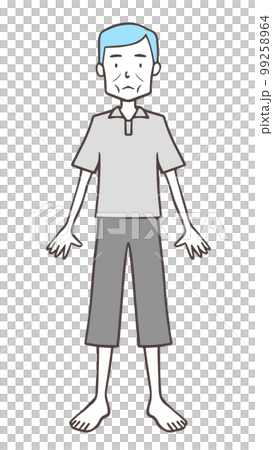 Barefoot skinny middle-aged man, simple Barefoot skinny middle-aged man, simple 99258964