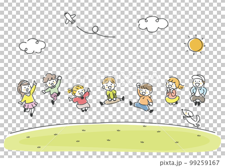 children jumping outside 99259167