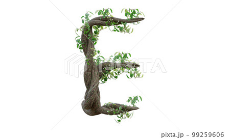 Tree grow or vine in the shape of the English text. Letter font E. 99259606