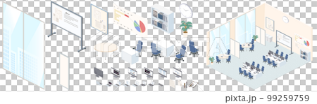 Office illustration set drawn by isometric projection (vector) Office illustration set drawn by isometric projection (vector) 99259759