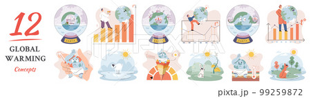 Climate change weather global greenhouse warming risks metaphor concept. Save planet Climate change weather global greenhouse warming risks metaphor concept. Save planet 99259872