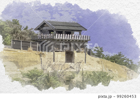 水彩画風 鬼ノ城 西門 岡山県総社市 水彩画風 鬼ノ城 西門 岡山県総社市 99260453