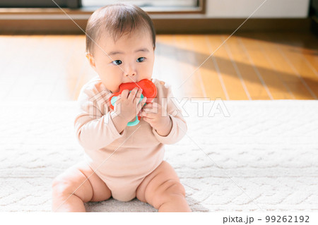 歯固め　おもちゃをかみかみする赤ちゃん 99262192