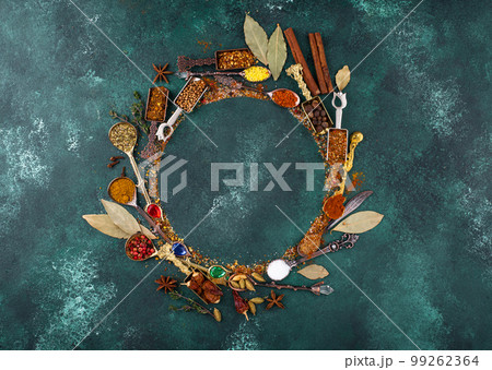 Assortment of diffferent Indian spices and herbs 99262364