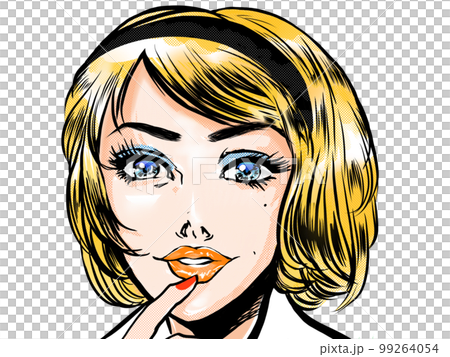 60年代復古風美漫中金髮美人肖像插畫 60年代復古風美漫中金髮美人肖像插畫 99264054
