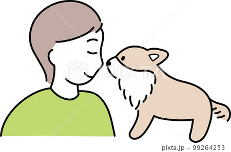 チワワと顔を近づける女性2 99264253