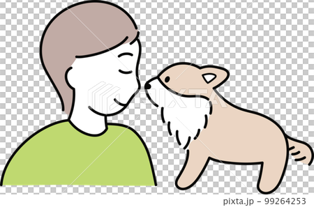 チワワと顔を近づける女性2 99264253