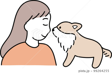 チワワと顔を近づける女性1 99264255