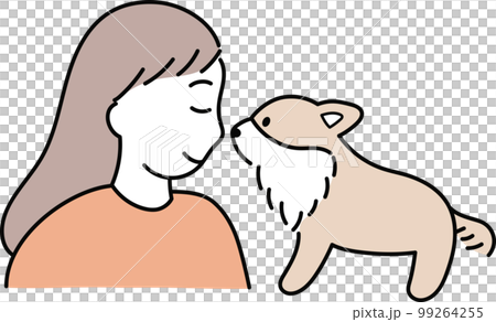 チワワと顔を近づける女性1 99264255