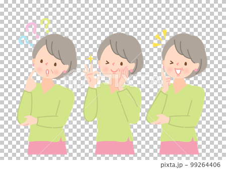 高級女性面部表情插圖集 99264406