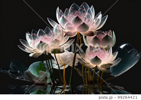 Dreamlike image of light glow lotus flower or water lily with transparent pink 99264421