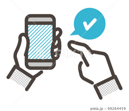 スマホを操作してチェックする手元【顔なしベクターイラスト素材】 99264459