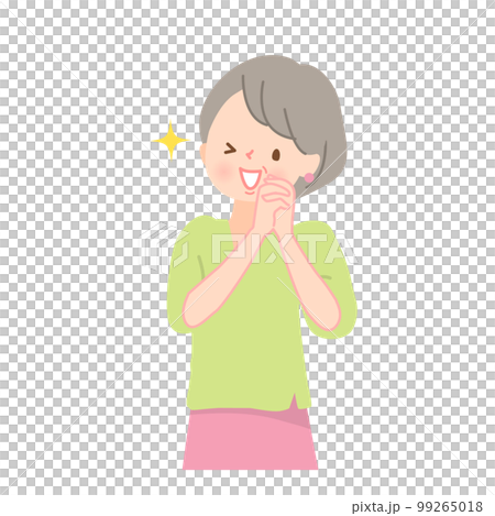 感激するシニア女性のベクターイラスト素材 99265018