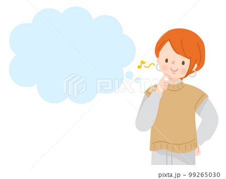 考える若い女性と吹き出し 99265030