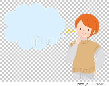 考える若い女性と吹き出し 99265030