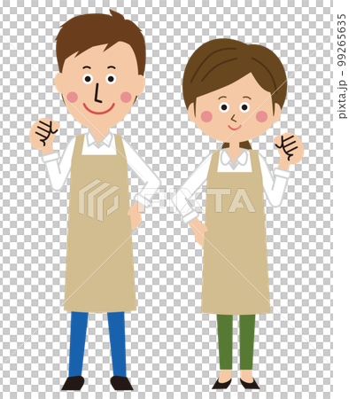 流行男女，米色圍裙，膽量姿勢 99265635