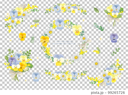 水彩で描いた春の花の素材セット	 99265726
