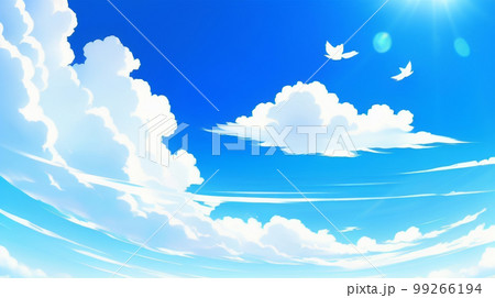 綺麗な青い空の絵 おしゃれ空と少年の眺め AI百科 で調べる語句・イラスト