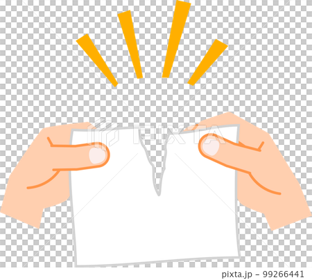 hand tearing paper in half 99266441