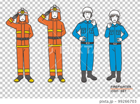 消防士の男女のベクターイラスト素材／防災／消防／レスキュー 99266703