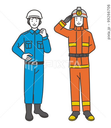 男性の消防士のベクターイラスト素材/防災/消防/レスキュー 男性の消防士のベクターイラスト素材/防災/消防/レスキュー 99266706