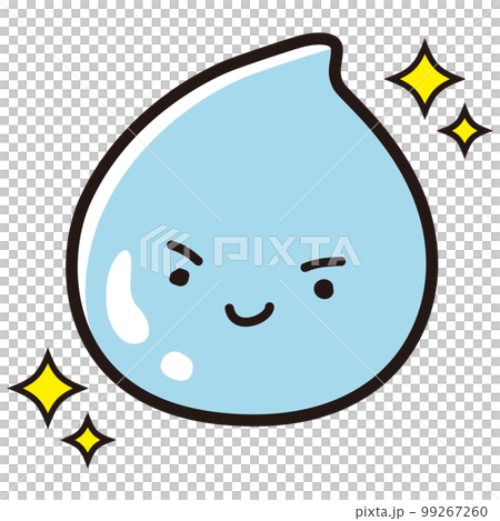 きれいな水色のしずくのキャラクター（水分、汗、涙、うるおいなど） 99267260