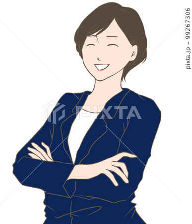 腕を組み笑顔のビジネスウーマン 99267306