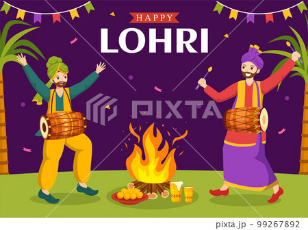 Happy Lohri Festival of Punjab India...のイラスト素材 [99267892] - PIXTA