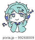 ヘッドフォンで音楽を聴く男の子 99268009