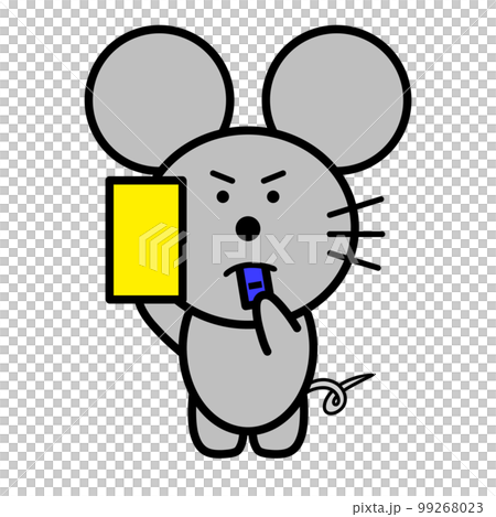 Illustration of a mouse giving a yellow card Illustration of a mouse giving a yellow card 99268023