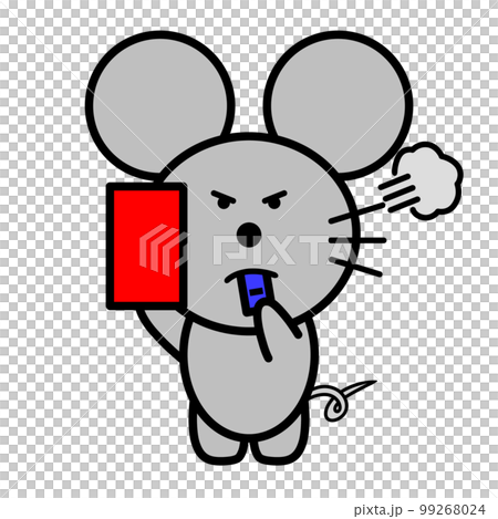 Illustration of a mouse giving a red card Illustration of a mouse giving a red card 99268024