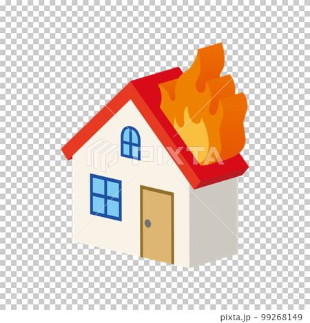 房子和災難火災的簡單三維插圖 99268149