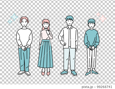 Simple male and female positive standing posture set illustration material 99268741
