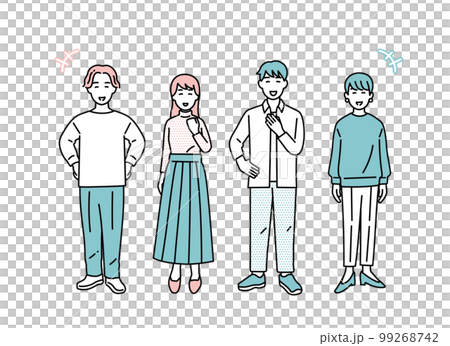 Simple male and female positive standing posture set illustration material 99268742