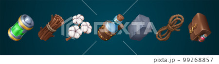 Set of 3d game resource icon. Cartoon level drop 99268857