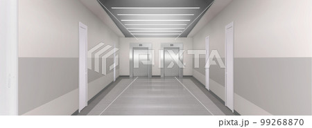 Realistic hallway with two closed elevators 99268870