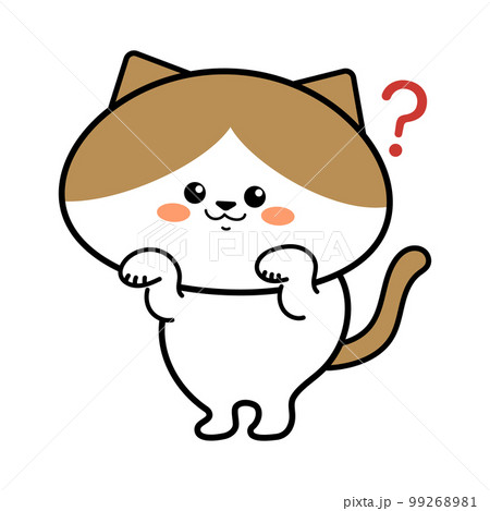 かわいいハチワレ猫のキャラクター　はてな 99268981