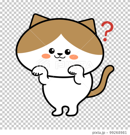 かわいいハチワレ猫のキャラクター　はてな 99268981