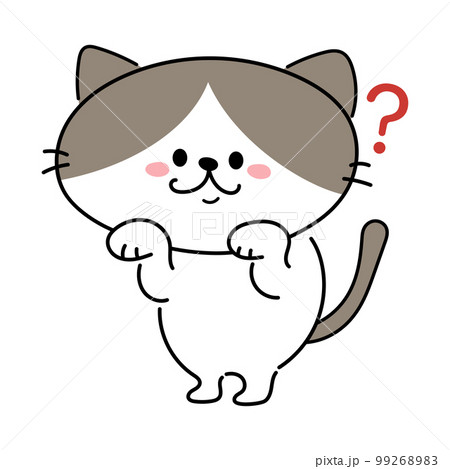 かわいいハチワレ猫のキャラクター　はてな 99268983