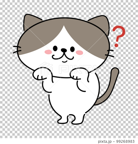 かわいいハチワレ猫のキャラクター　はてな 99268983